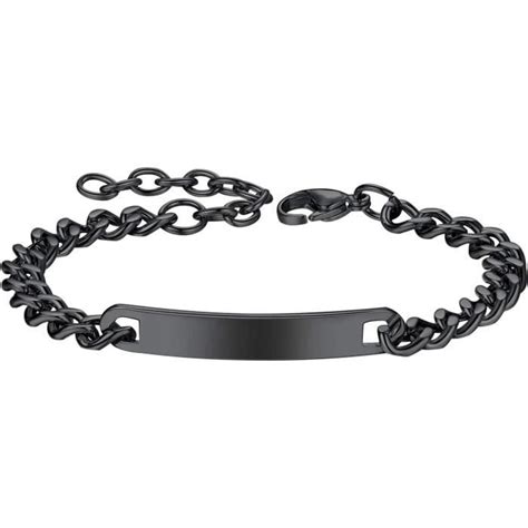 Gourmette Homme Personnalisable Bracelet Plaqu Or Noir Acier