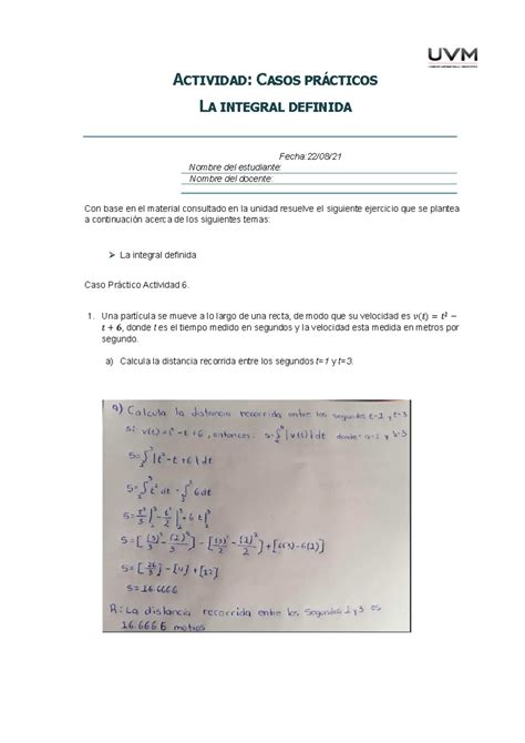 Actividad Casos Practicos La Integral Definida Calculo Casos