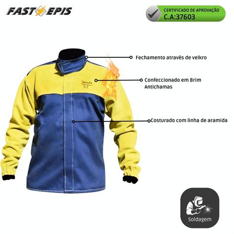 Kit Blus O Xxg Soldador Raspa E Brim Luva Work Tek Capuz Tks Fast