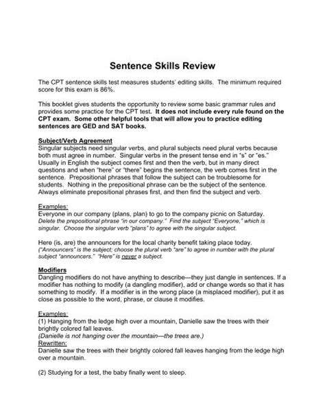 Sentence Skills Review