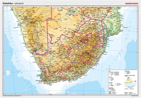 Wandkaart S Dafrika Zuid Afrika Natuurkundig X Cm