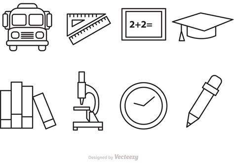 School Outline Vector Icons 90683 Vector Art at Vecteezy