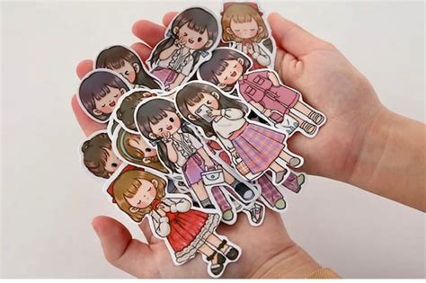 20 Girl Stickers Kawaii Sticker Set 4 Colour Themes Etsy India