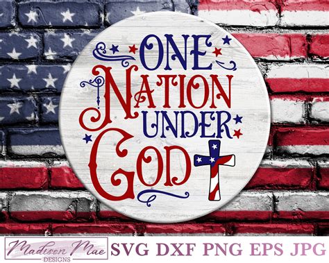 One Nation Under God Patriotic Svg American Flag Cross Etsy