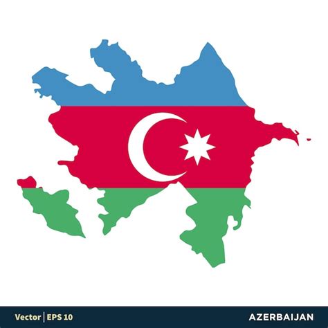 Azerbaiyán Europa Países Mapa Y Bandera Vector Icono Plantilla