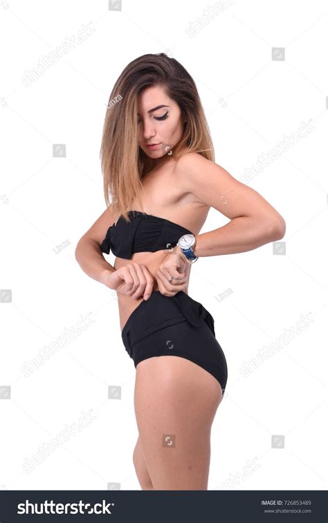 Nude Brunette Full Body Black Costume Stock Photo Shutterstock