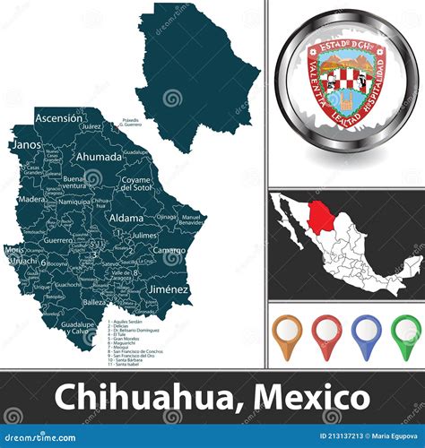 Map Of Chihuahua Mexico Stock Vector Illustration Of Areas 213137213