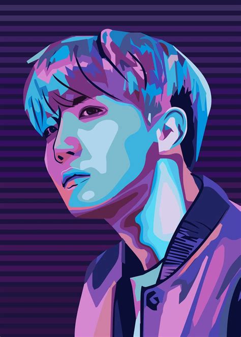 BTS J HOPE POP ART Poster Picture Metal Print Paint By Vector