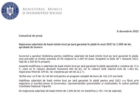 News Majorarea Salariului De Baz Minim Brut Pe Ar Garantat N