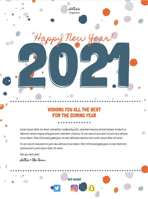 Happy New Year 2021 Email Template | New year message, Email templates ...