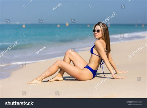 Sexy Beautiful Woman Bikini Sitting Beach Stock Photo 1900972867 Shutterstock