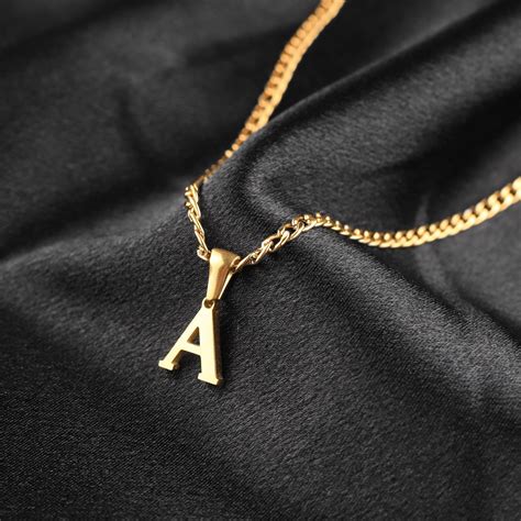 18k Gold Initial Necklace For Men Gold Custom Necklace Men Etsy