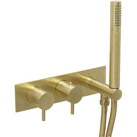 Designer Wall Mounted BSM Tap 2 Outlets Brushed Brass JTP Vos JTP