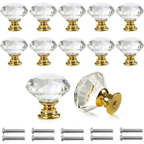 Pi Ces Poign Es Boutons De Portestransparent Diamant Cristal Verre