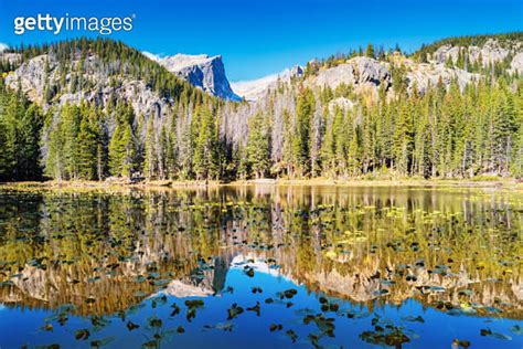 Nymph Lake And Hallett Peak In Rocky Mountains National Park Colorado