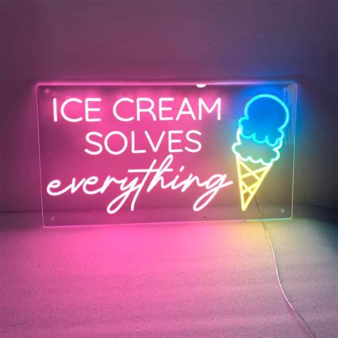 Ice Cream Neon Sign For Wall Decor Ice Cream Solves Everything Neon Signs For Shop