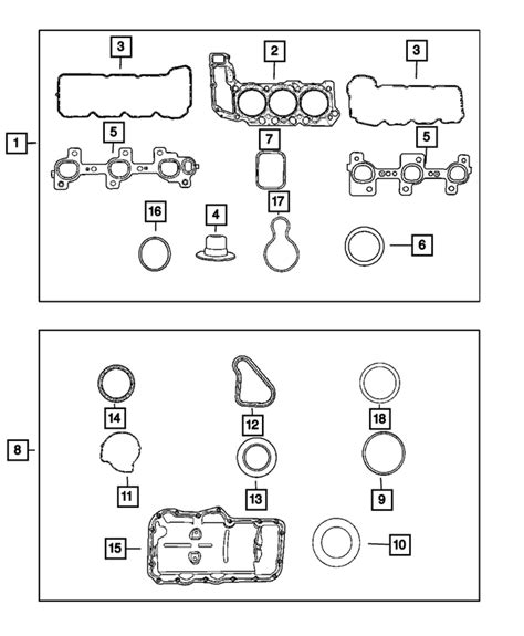 2007 2012 Mopar Engine Upper Gasket Package 68003564AA Mopar EStore