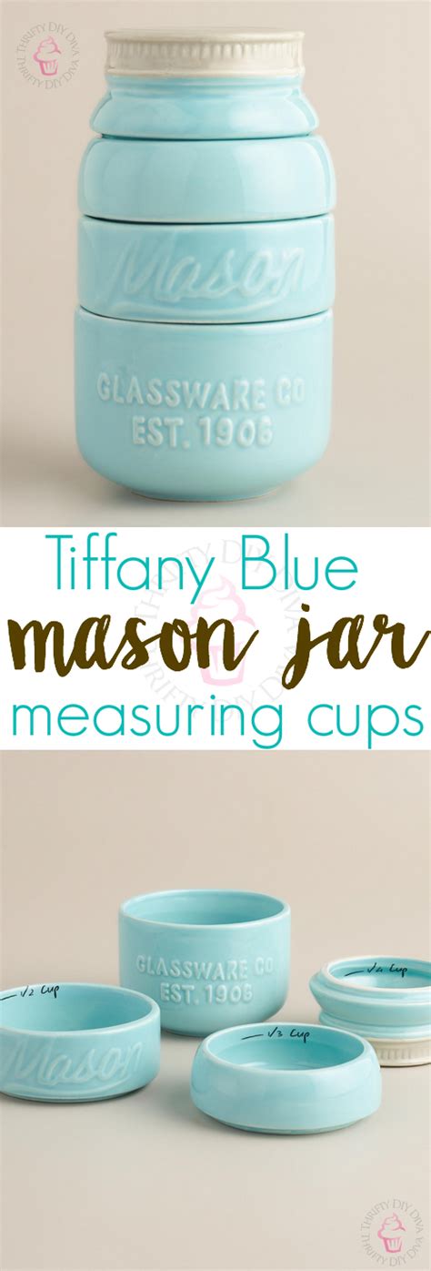 Tiffany Blue Mason Jar Ceramic Measuring Cups