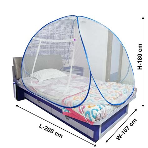 Silver Shine Mosquito Net Polyester Foldable For Adult Single Bed White