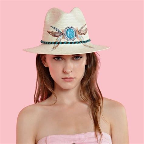 Hand Painted Natural Straw Hats Genuine Fedora Havana Panama Etsy