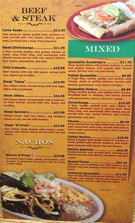 Menu at Guadalajara Mexican Restaurant, Ankeny