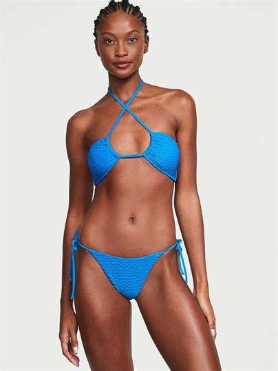 Büzgülü Bağlama Detaylı Bikini Üstü Mavi Victoria s Secret
