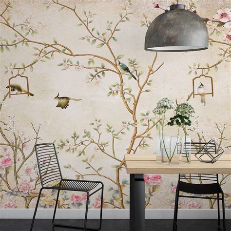 Antique Chinoiserie Wallpaper | Vintage Floral Design | Botanical Wall