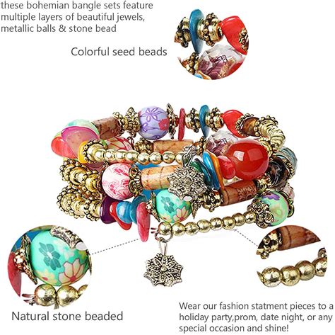 Jstyle Bohemian Stackable Bead Bracelets For Women Multicolor Jewelry