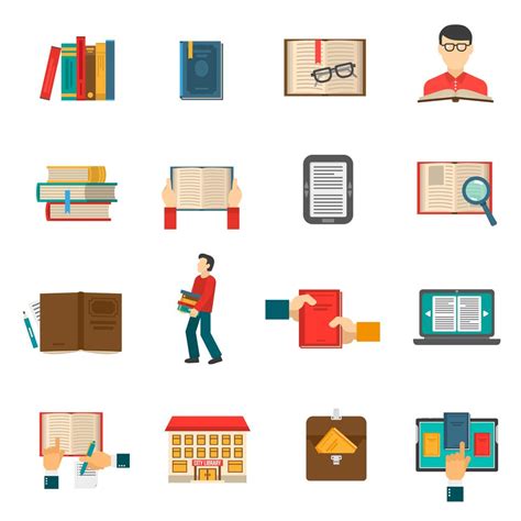 Library Icons Set Vector Art At Vecteezy