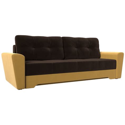 Диван прямой раскладной двухместный коричневый, желтый "Амстердам ...