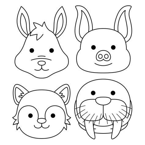 cute animal faces coloring book vector illustration 35584032 Vector Art ...