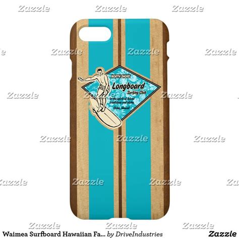 Waimea Surfboard Hawaiian Faux Wood Iphone Case Zazzle Wood Case Iphone Iphone Cases Faux