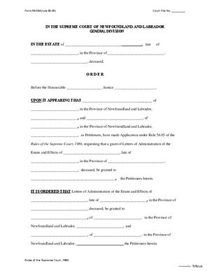 Form 56 05A Order Granting Letters Of Administration Two Executors