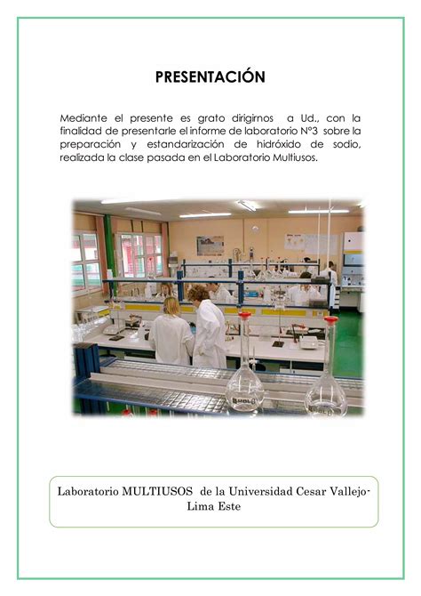 Pr Ctica De Laboratorio N Preparaci N Y Estandarizaci N De Una