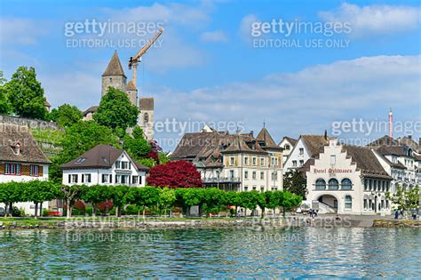 View Of The Rapperswil Harbour Beautiful Town Located On The Upper End