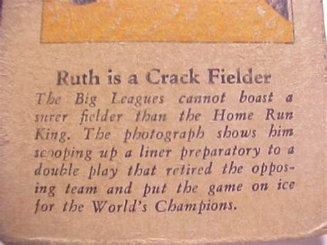 Babe Ruth Fro Joy Ice Cream Baseball Card In Color Catching A Ball