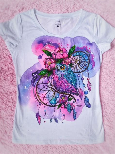 Hand Painted T Shirt Dream Catcher Owl Owl Dream Catcher T Shirt