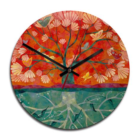 Horloge Murale En Bois Blanz Arbre De Vie Wall Art Fr