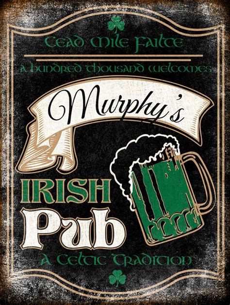 Custom Irish Pub Sign Metal Sign 12x16 By Freedsoulsdesign Hoodie Quotes Sweatshirts