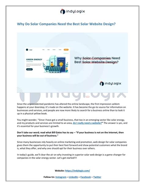 Ppt Why Do Solar Companies Need The Best Solar Website Design