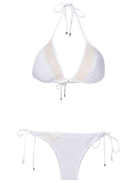 Amir Slama Sheer Panels Triangle Bikini Farfetch