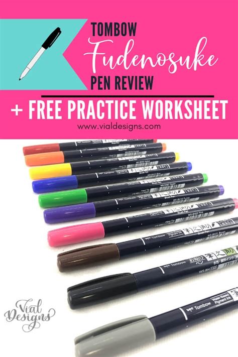 Tombow Fudenosuke Colors, Pen Review & Free Worksheet | Vial Designs