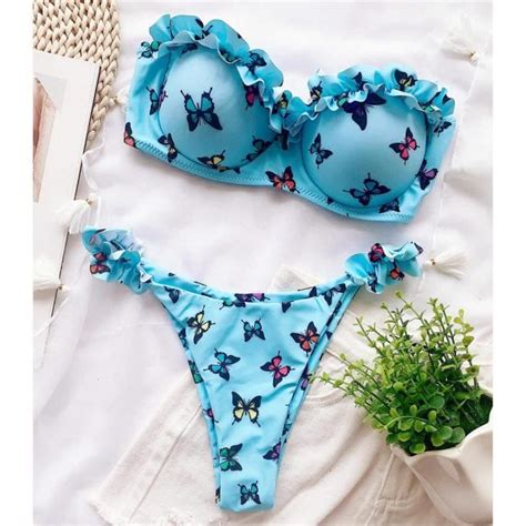 Maillot De Bain Bandeau Bikini Maillot De Bain Push Up Maillot De Bain Pour Femme Femmes Deux