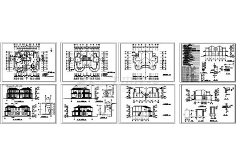 某二层双拼欧式别墅建筑施工图别墅建筑土木在线