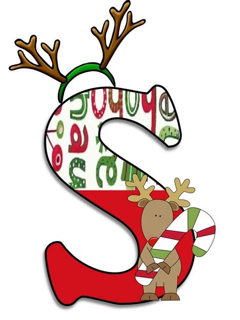 The Letter S Is Decorated With Reindeer Antlers And Candy Canes