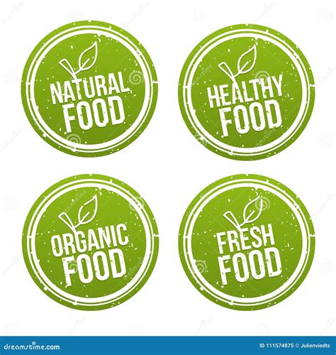 Set Of Natural Food Badges Healthy Organic Fresh Food Vector Hand