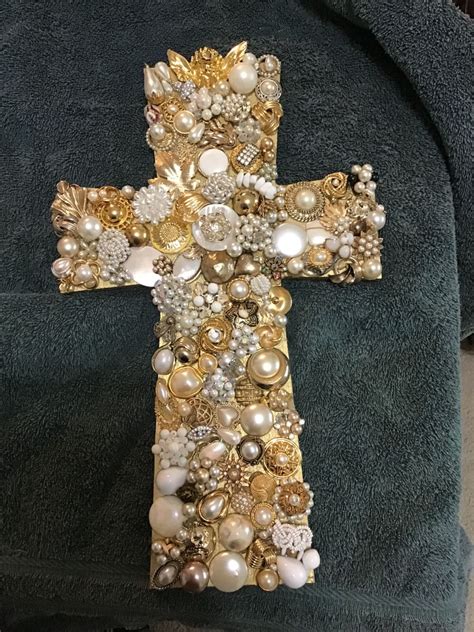 Gold And Pearls Cross Crafts Cross Jewelry Diy Cross