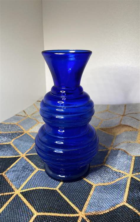 Vintage Cobalt Blue Glass Bud Vase Made In Usa Cobalt Blue Etsy