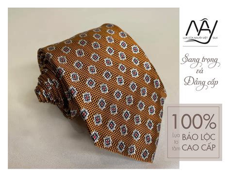 Silk tie woven orange yellow pattern- High-class gift