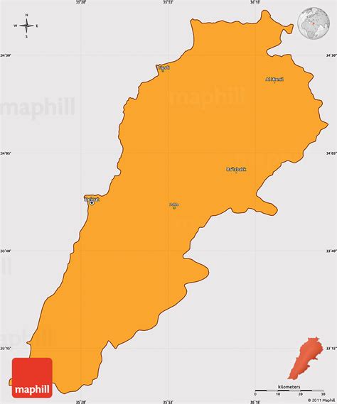 Political Simple Map Of Lebanon Cropped Outside